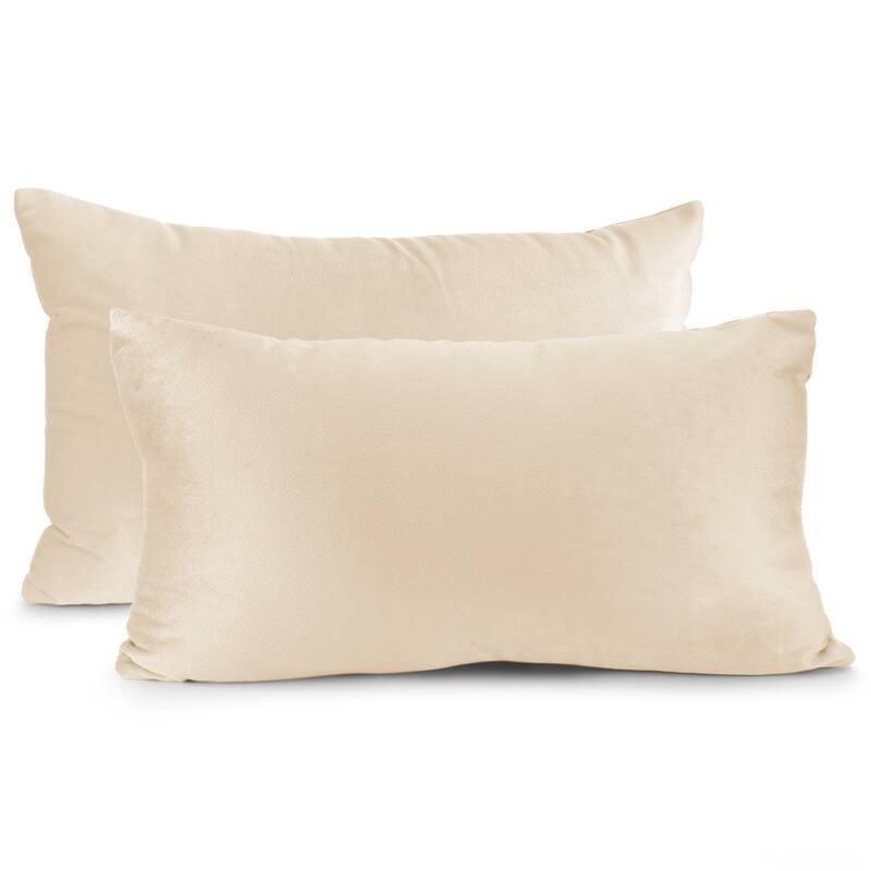 Porch & Den Cosner Microfiber Velvet Throw Pillow Covers (Set of 2) - 12" x 20" - Beige