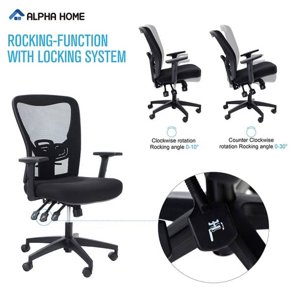 Alpha Home Office Chair Ergonomic Home Desk Chair Mesh With Adjustable Armrest Seat Cushion Rolling Swivel Reclining Chair Overstock 32354075