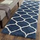 SAFAVIEH Hudson Shag Ogee Trellis 2-inch Thick Area Rug - 2'3" x 18' Runner - Navy/Ivory