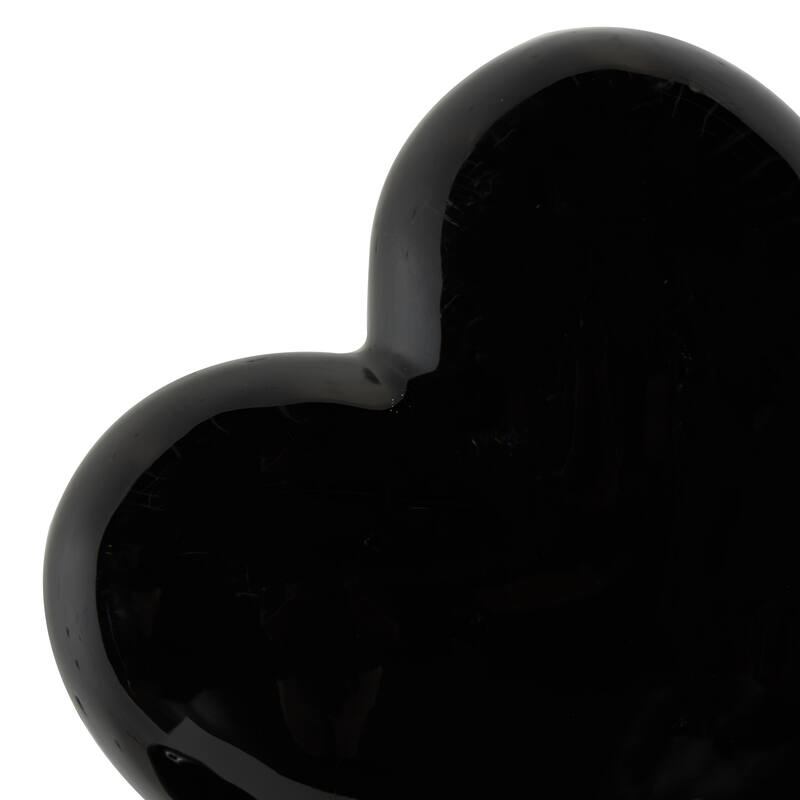 Ceramic Heart Slanted Home Wall Decor with Varying Sizes - Set of 3 Black, Gold, Silver, White - Roche River Decor