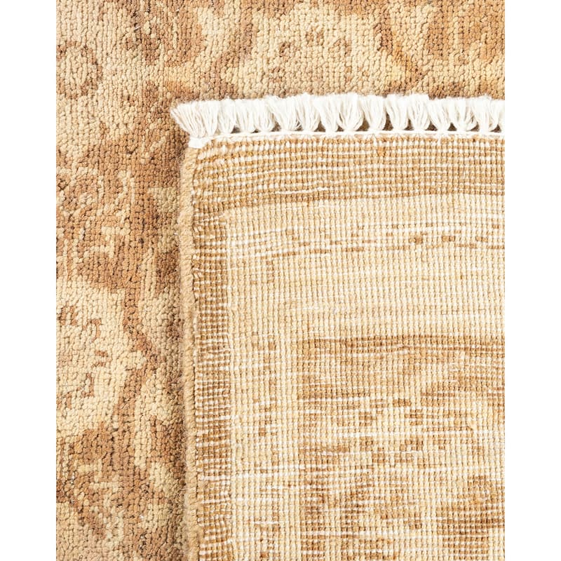 Overton Hand Knotted Wool Traditional Oriental Beige Area Rug - 6' x 9'