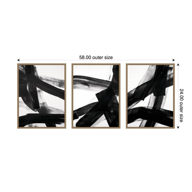 Kate and Laurel Black Mark No. 1, No. 2, & No. 3 3 Piece Framed Canvas Wall Art Set by Amy Lighthall
