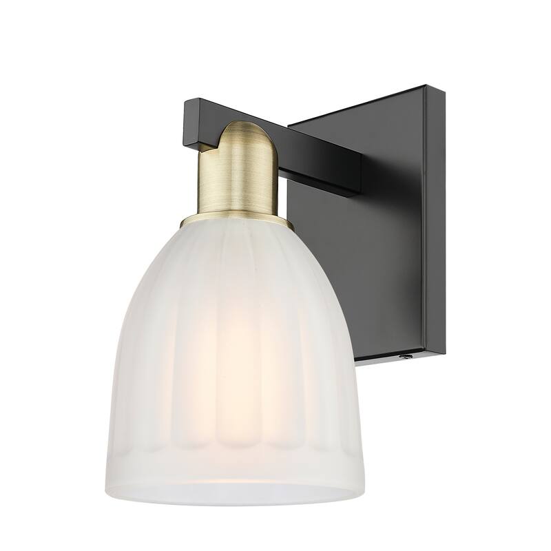 Innovations Lighting 716-1W-12-6 Brookfield Sconce Brookfield 12" Tall - Black Antique Brass / White