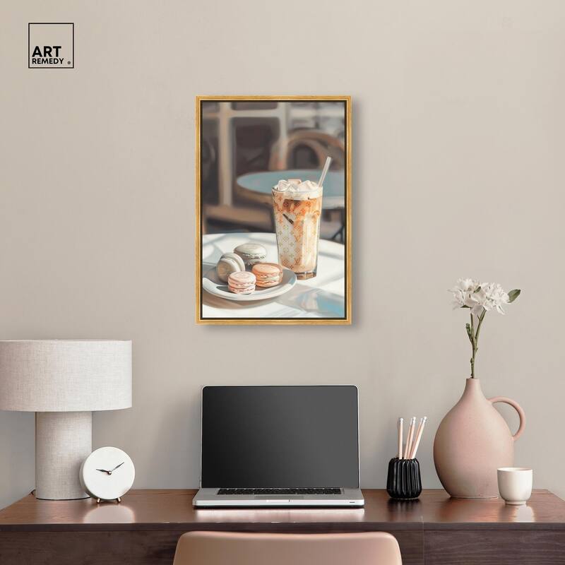 Glam Iced Coffee and Macarons Canvas by Art Remedy