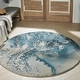 preview thumbnail 65 of 81, Nourison Maxell Modern Glam Abstract Area Rug 3'10" x 3'10"round - Ivory/Teal - Runner/Round
