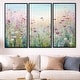 preview thumbnail 14 of 18, Designart "Wild Flowers Meadows" Flower Field Framed Art Set of 3 - Traditional Wall Art Set Purple Wall Decor 3 Pieces 60 in. W x 40 in. H - 3 Panels - Black