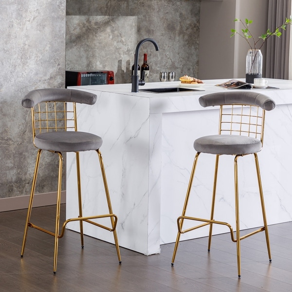 Upholstered Barstools Set of 2 Velvet Barstool Kitchen Dining