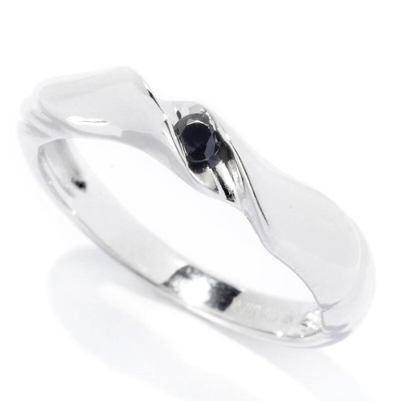 Sterling Silver 2.5Mm Round 0.07Ctw Black Spinel Stack Band Ring