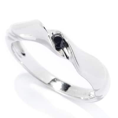 Sterling Silver 2.5Mm Round 0.07Ctw Black Spinel Stack Band Ring