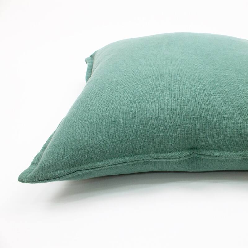 Jiti Indoor Farmhouse Country Solid Color Flange Edge Soft Washed & Dyed Linen Square Throw Pillows Cushion