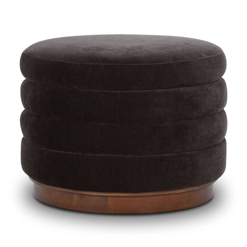 Poly & Bark Paros Velvet Storage Ottoman - Ganache Brown - Small