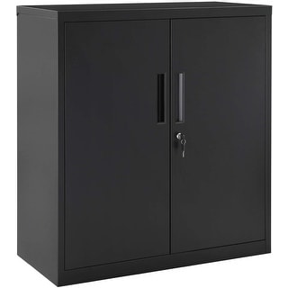 Steel Storage Cabinet, Office Cabinet with Storage Shelves, Black - Bed ...