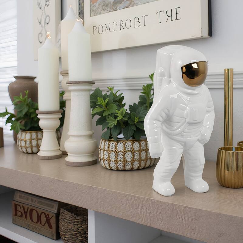 Modern Ceramic Astronaut Figurine Statue - 11"