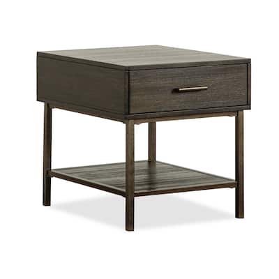 Magnussen Home Fulton Smoke Anthracite and Pewter Rectangular End Table - 22''W x 26''D x 24''H