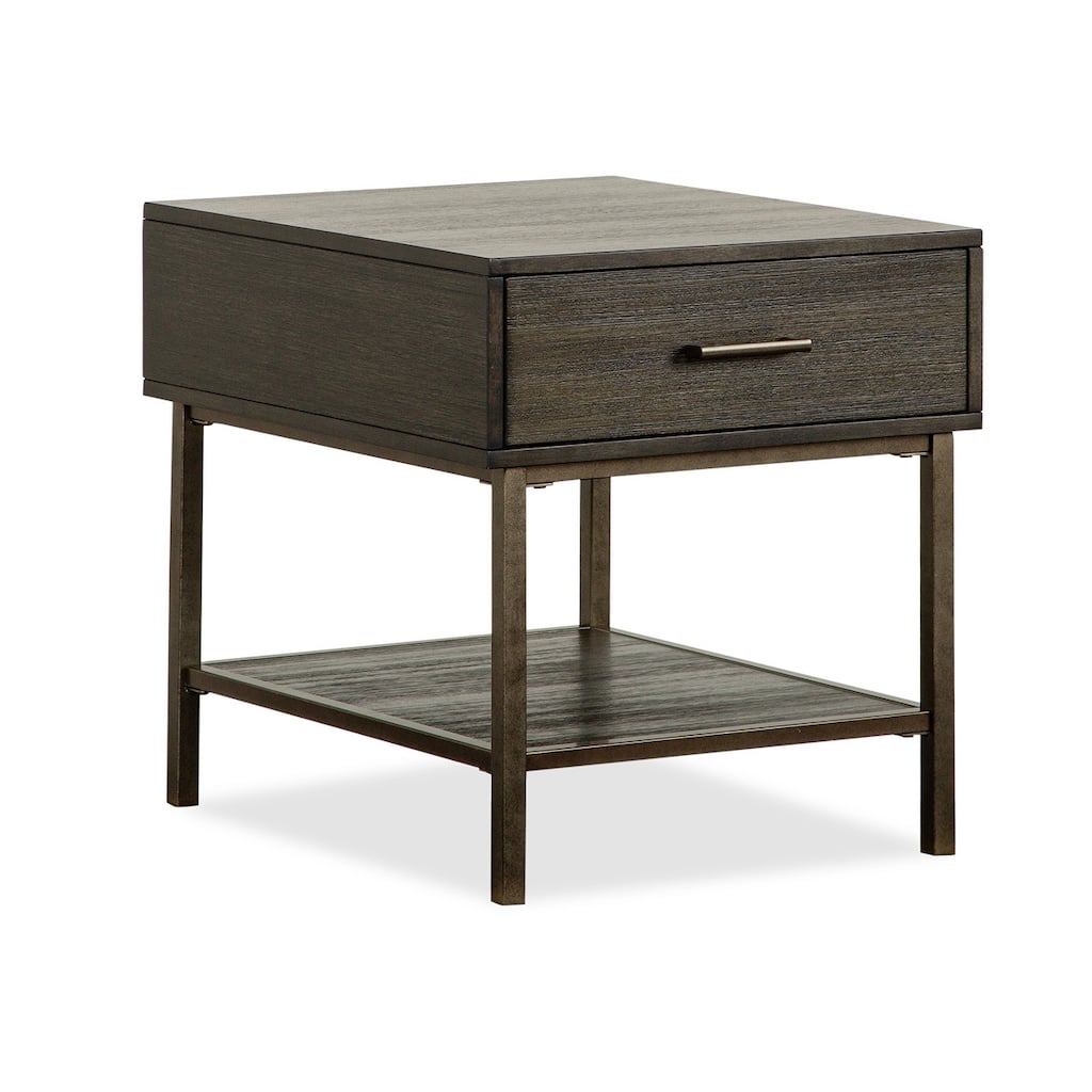 Magnussen Home Fulton Smoke Anthracite and Pewter Rectangular End Table - 22''W x 26''D x 24''H