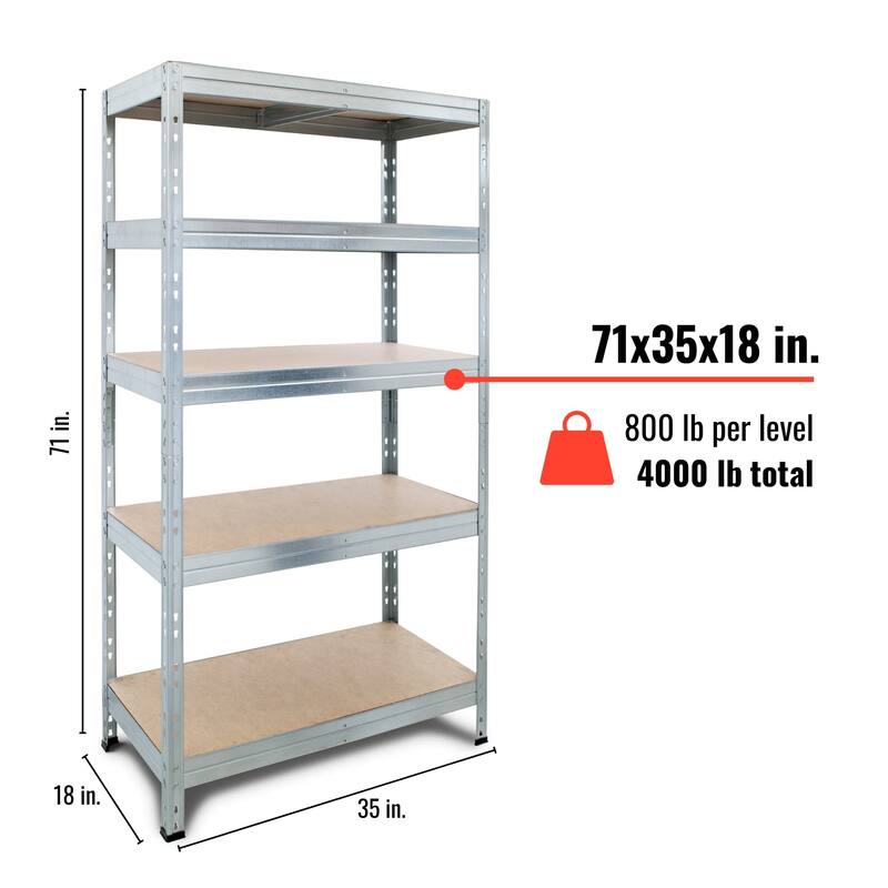 AR Shelving Heavy Duty Metal shelf 71"x 35"x 18" 4,000 Lb - 35.4in.W x 18in.D x 71 in.H.