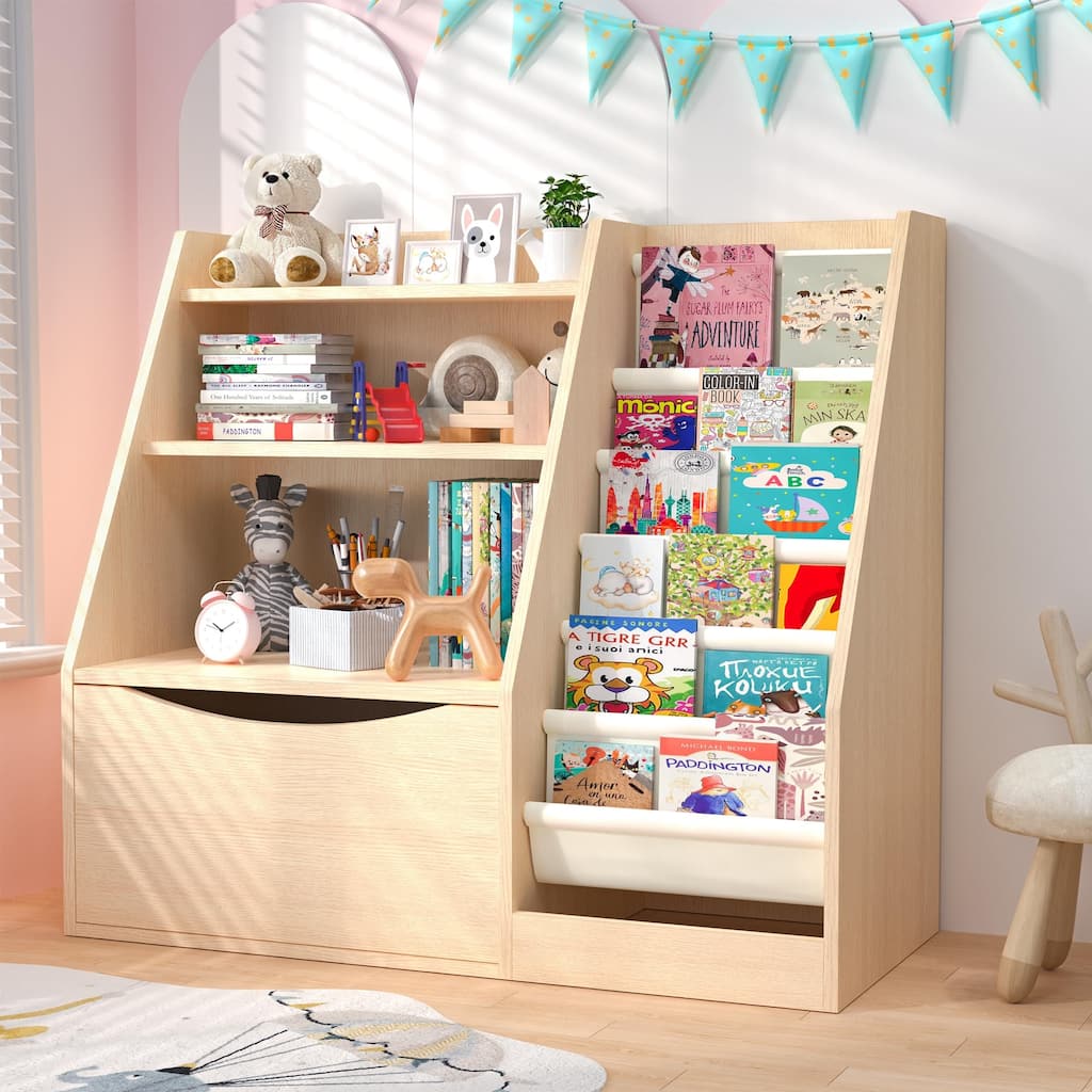 Mcow 3-Tier Kids Wooden Children Book Rack