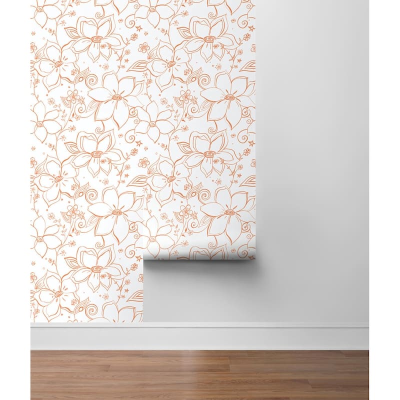 NextWall Linework Floral Peel and Stick Removable Wallpaper