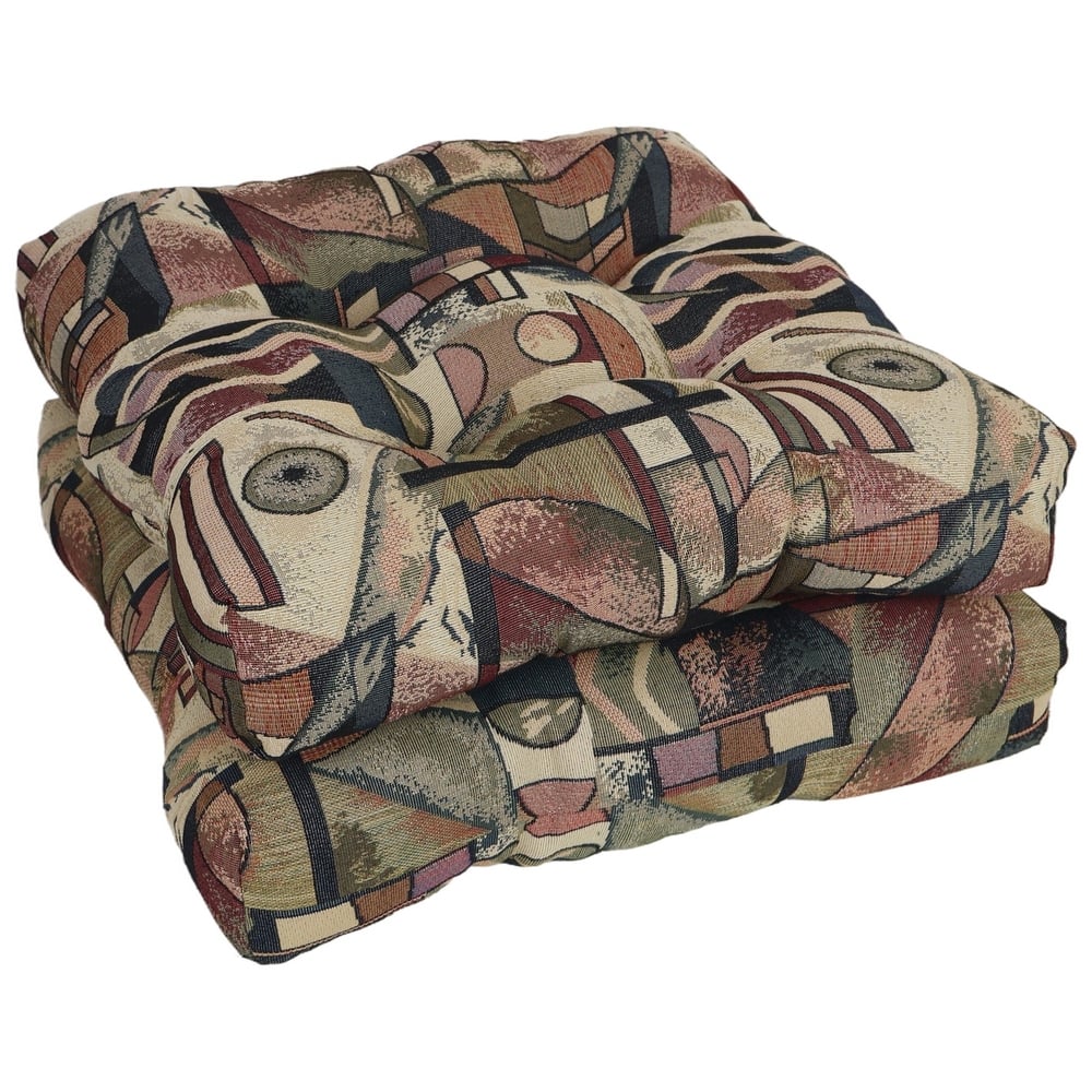 19-inch Square Tapestry Tufted Dining Chair Cushion (Multiple Patterns, Set of 1,2, or 4) - 19 x 19