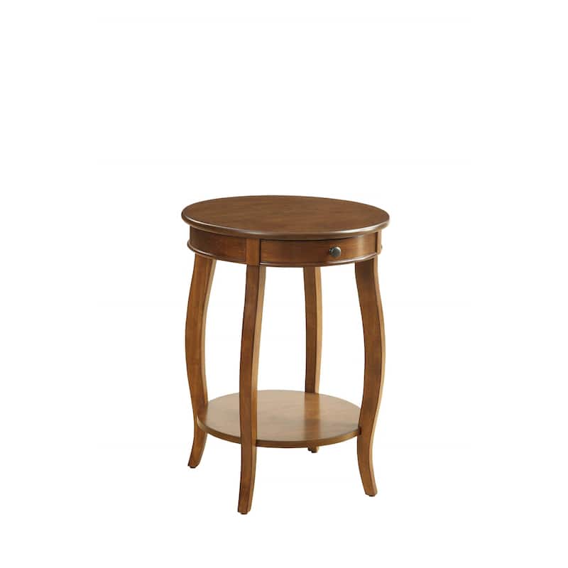 24" Solid Wood Round End Table with Storage Shelf and Drawer for Living Room or Home Decor - 18"L X 18"W x 24"H