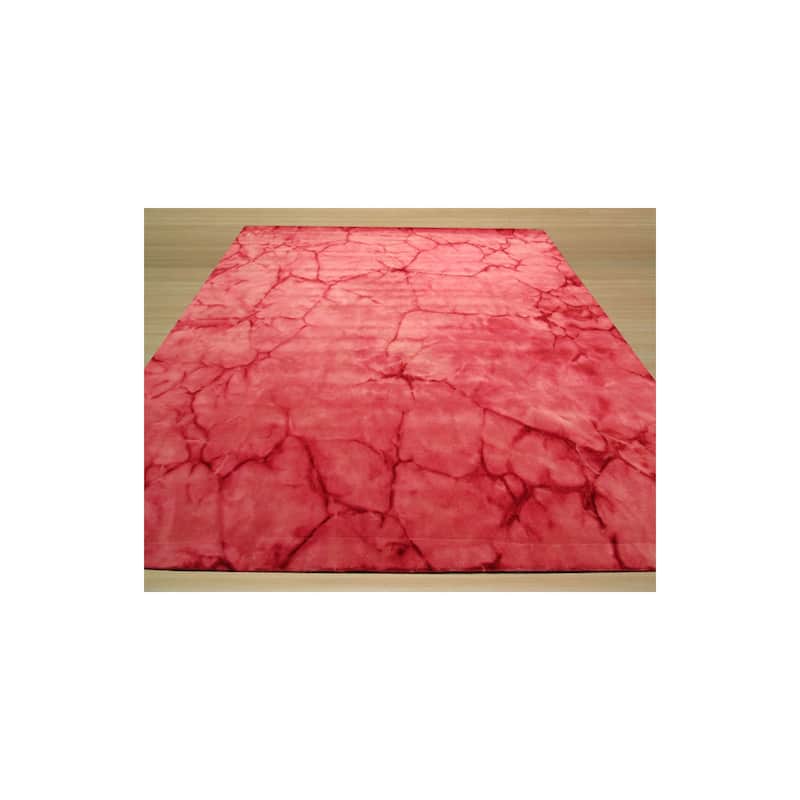 Handmade Pink Wool Dip-Dyed Rectangle Rug, 3' x 5', Contemporary Modern Home Accent - L