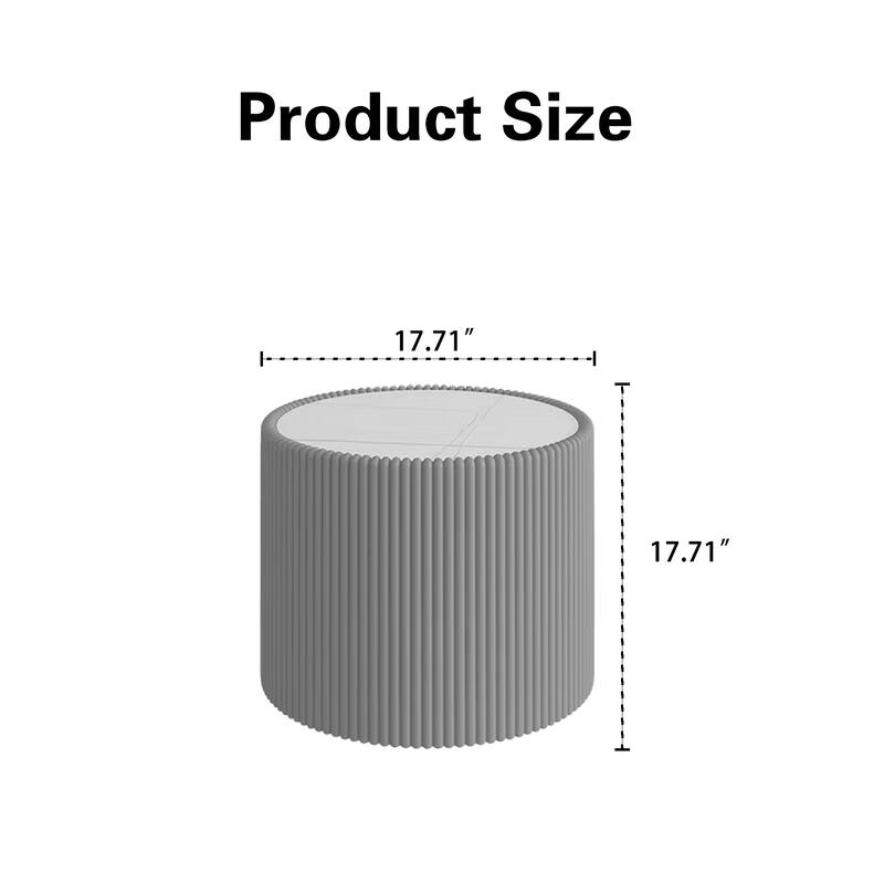 Light Marble Top Cylinder Shape Leather End modern Sofa Table for Living Room furniture