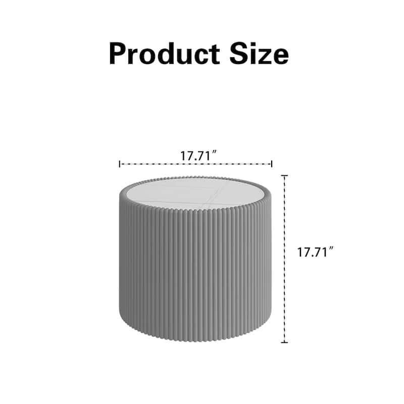 Light Sintered Stone Cylinder Shape Leather Coffee Table - Gold Pattern