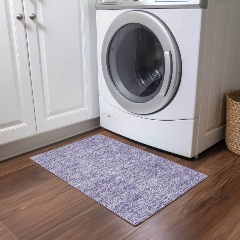 Machine Washable Indoor/ Outdoor Abstract Trellis Chantille Rug