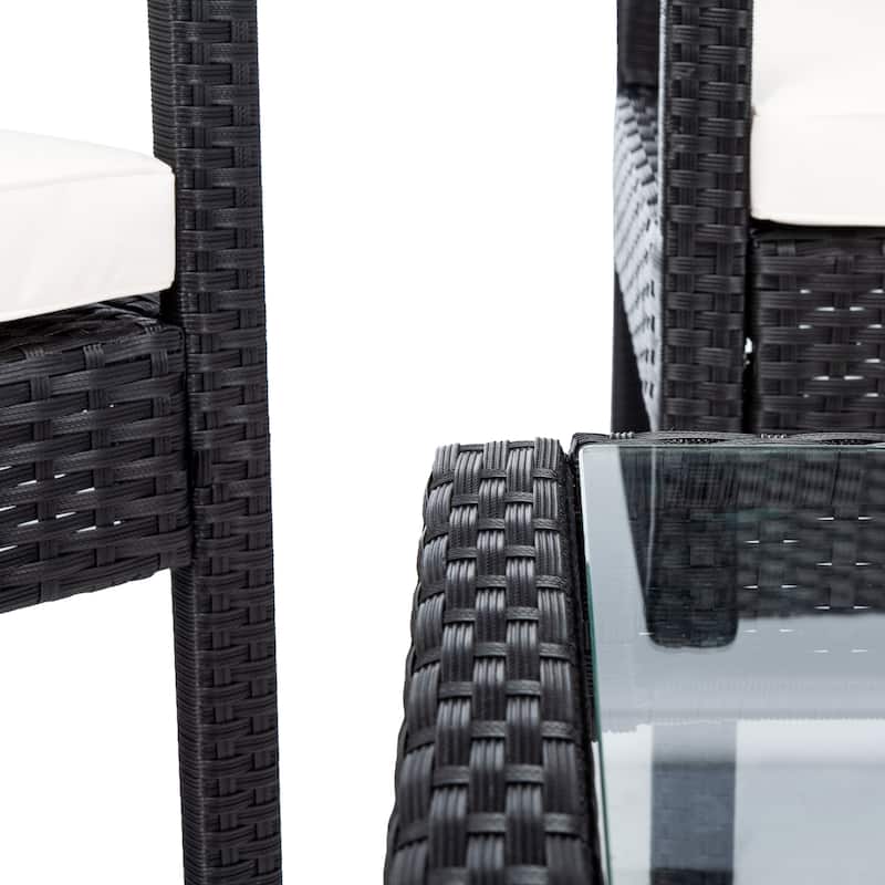 SAFAVIEH Outdoor Bassey 4-Piece Conversation Patio Set. - 39.78" x 24.18" x 32.37"