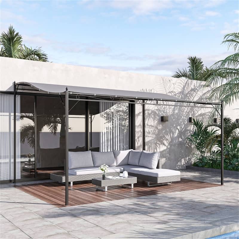 Outdoor Pergola Gazebo with UV-Resistant Polyester Canopy Powder-Coated Steel Frame Patio Backyard