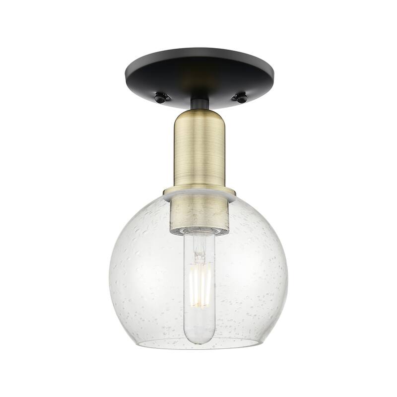 Innovations Lighting Endless Possibilities Arcadia - Athens - 1 Light 6" Semi-Flush Mount - Black Antique Brass/Seedy