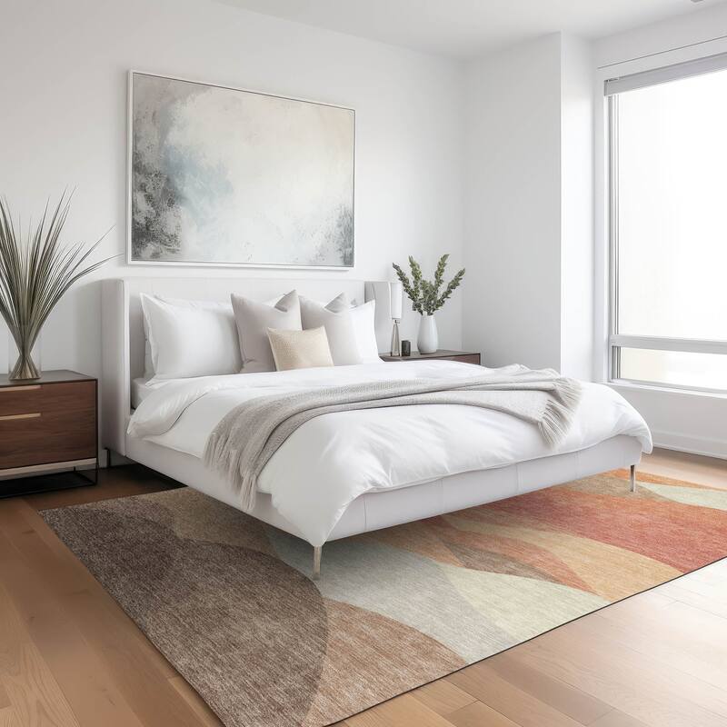 Machine Washable Indoor/ Outdoor Modern Horizon Chantille Rug