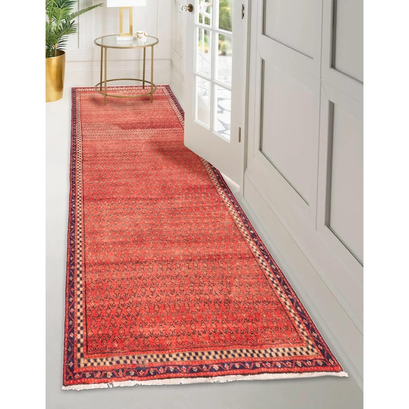 ECARPETGALLERY Hand-knotted Andelz Red Wool Rug - 3'6 x 9'5