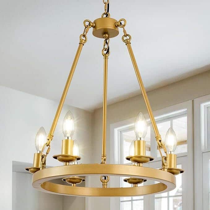 Luxury Wheel Chandelier, 16-54 Lights Single or Double Layer Round Pendant Light - 16Light