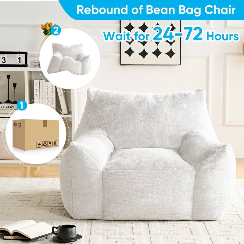 MIxoy Oversized Modern Bean Bag Chair with Ottoman,Lazy Sofa with Armrest