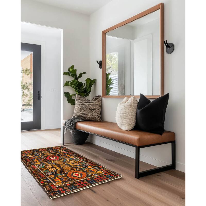 ECARPETGALLERY Hand-knotted Teimani Dark Brown Wool Rug - 3'2 x 4'11