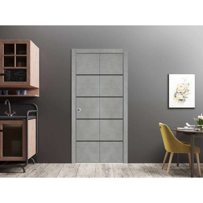 Slab Barn Door Panel 28 x 80 Planum 0015 Concrete with Sturdy Finished