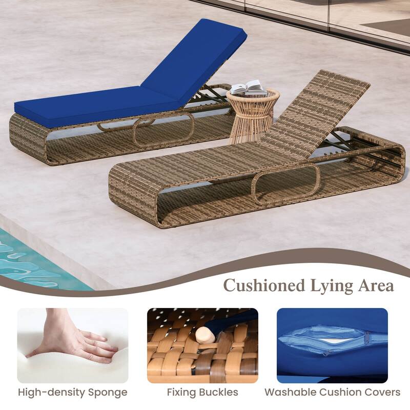 Costway 1/2 PCS Outdoor Chaise Lounge Chair with Adjustable Backrest - See Details