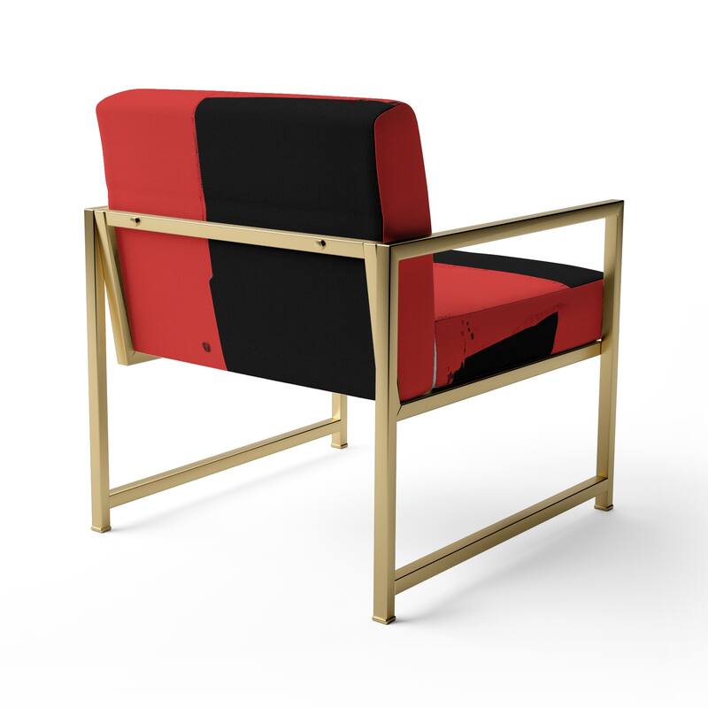 Designart "Black & White Crossing Paths II" Upholstered Abstract Accent Chair - Modern Arm Chair For Living Room