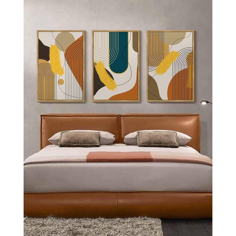 Abstract Framed Wall Art Modern Minimalist Luxury Gold Line Artwork