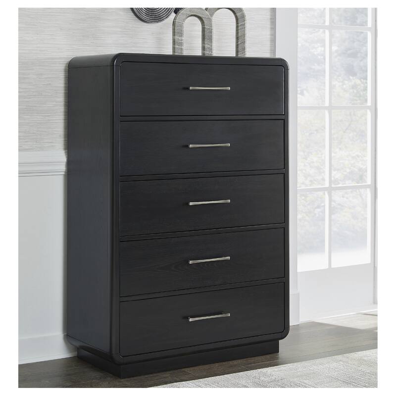 Signature Design by Ashley Rowanbeck Black Chest of Drawers - 5-drawer - Black
