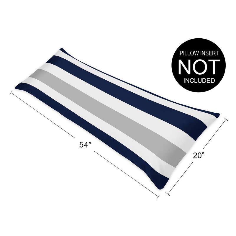 Sweet Jojo Designs Navy Blue and Gray Stripe Collection Body Pillow Case - Multi