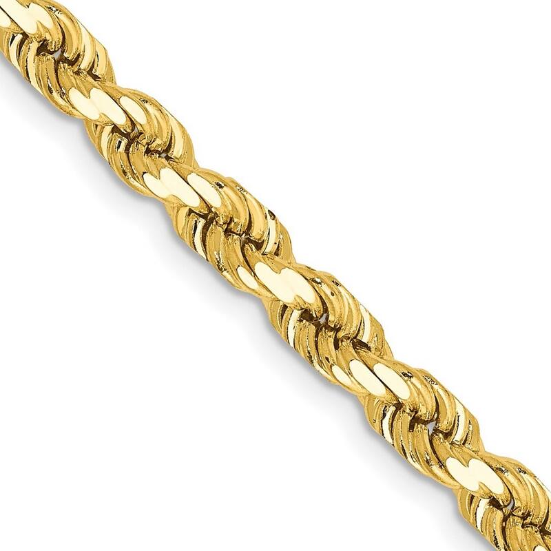 Curata 10k Yellow Gold Solid 5mm Handmade Sparkle Cut Rope Chain Bracelet Lobster Claw