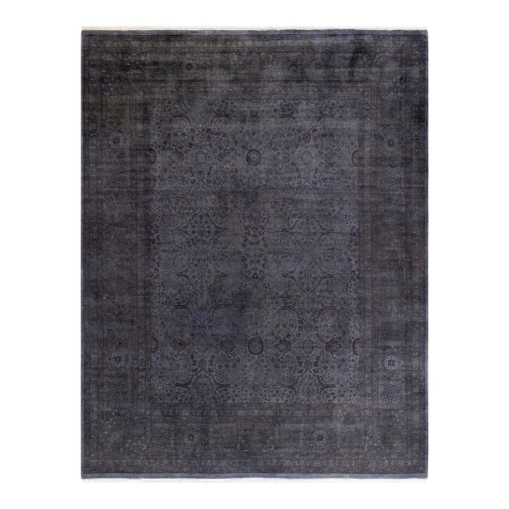 Overton Hand Knotted Wool Vintage Inspired Modern Contemporary Overdyed Gray Area Rug - 8' 2" x 10' 4"