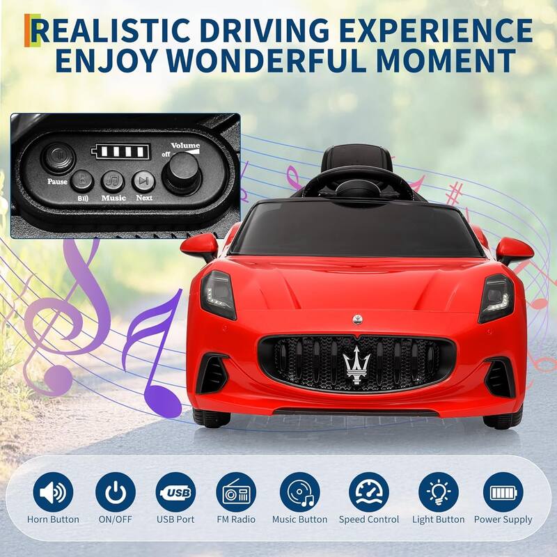 Ride On Car Licensed Maserati GranCabrio, 12V Powered Motorized Car for Children with Remote Control