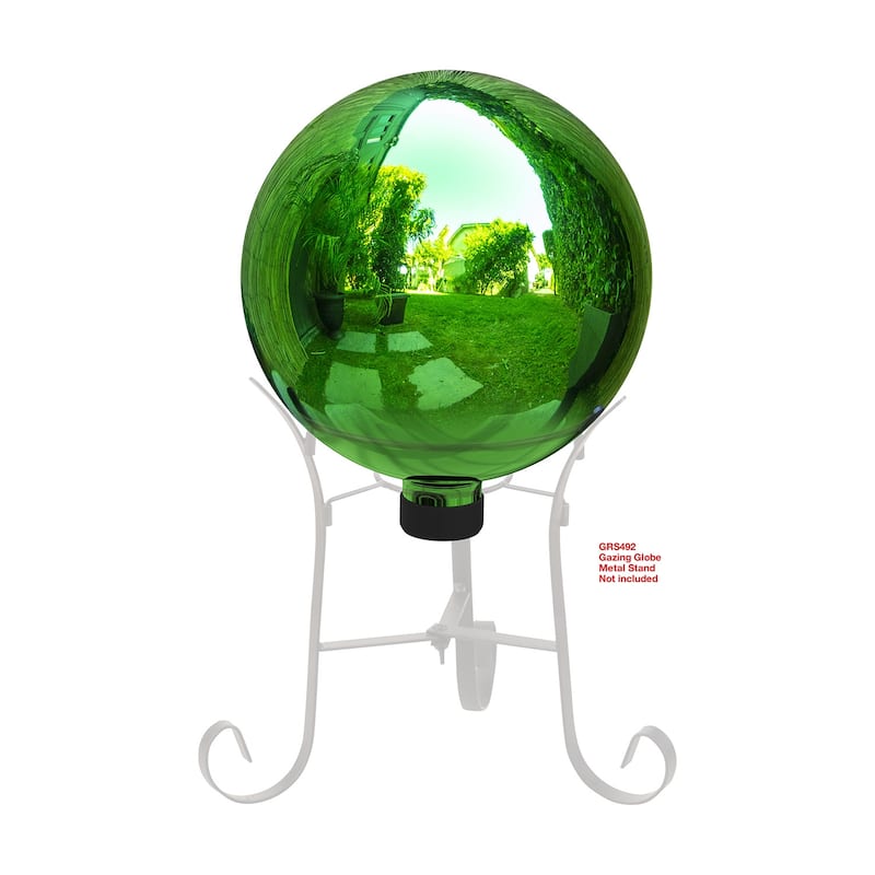 Alpine Corporation 10" Diameter Indoor/Outdoor Glass Gazing Globe Festive Yard Decor, Green