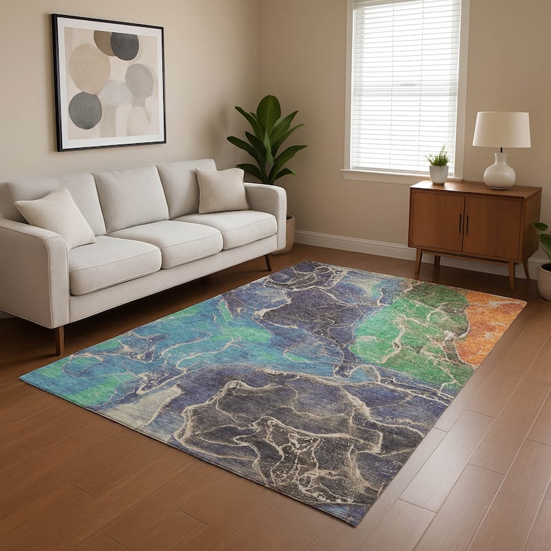Premium Washable Super Soft Abstract Mayfield Rug - Blue - 8' x 10'