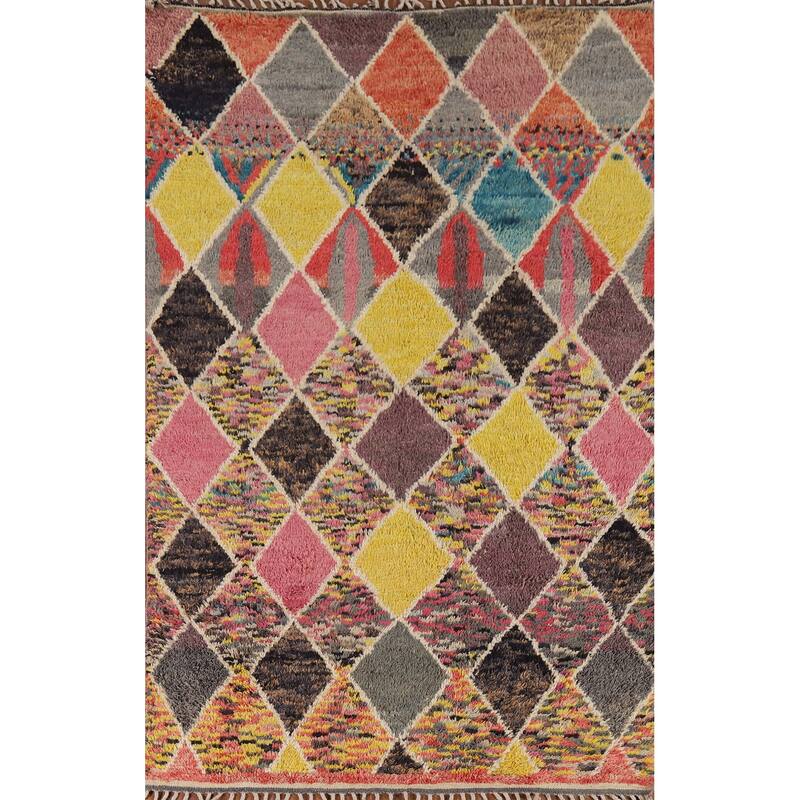 Trellis Plush Moroccan Area Rug Handmade Wool Carpet - 6'0" x 9'6"