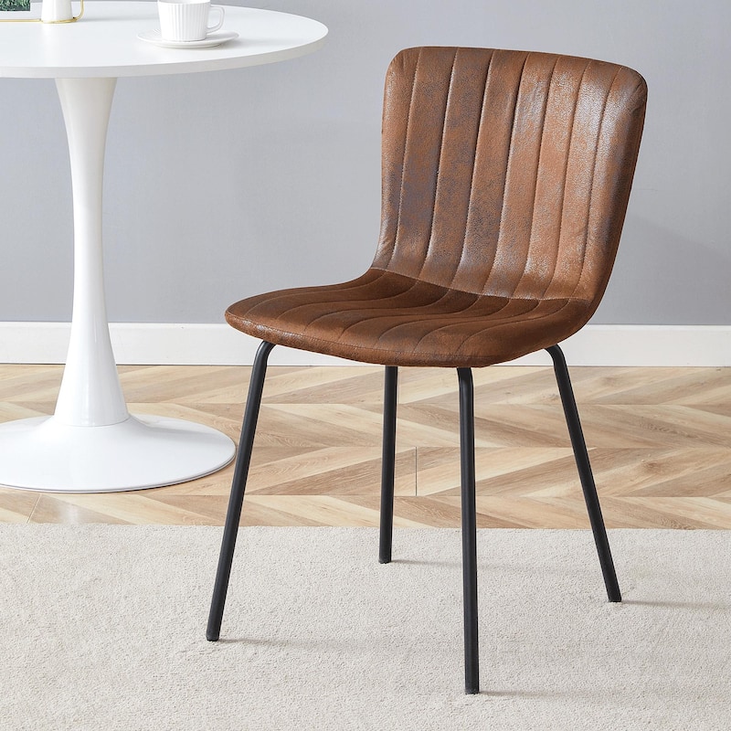 Roomfitters Minimalist Dining Chairs with Black Metal Legs, Upholstered Modern Seat Set of 4 for Interior Décor