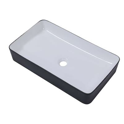 Lordear 24" Ceramic Bathroom Glossy Vanity Basin Floating Vessel Sink - 24"x14"x4.5"